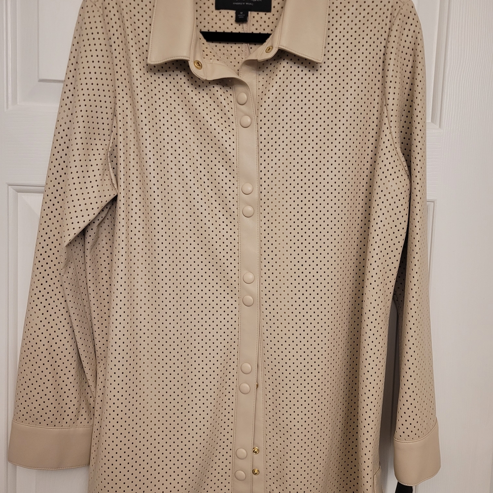 Marc New York Beige Faux Leather Shirt